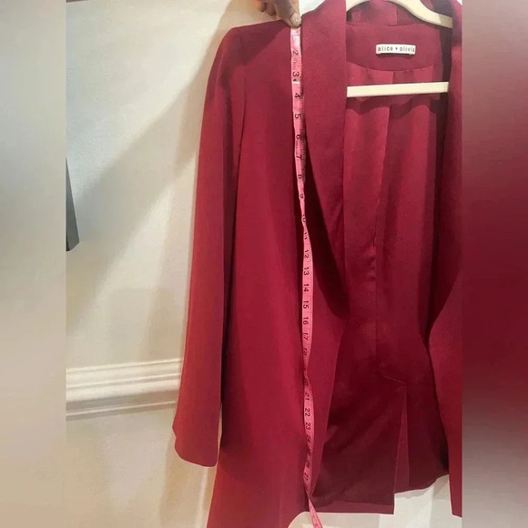 Alice + Olivia Red Satin Jacket Blazer Size M - Picture 8 of 15